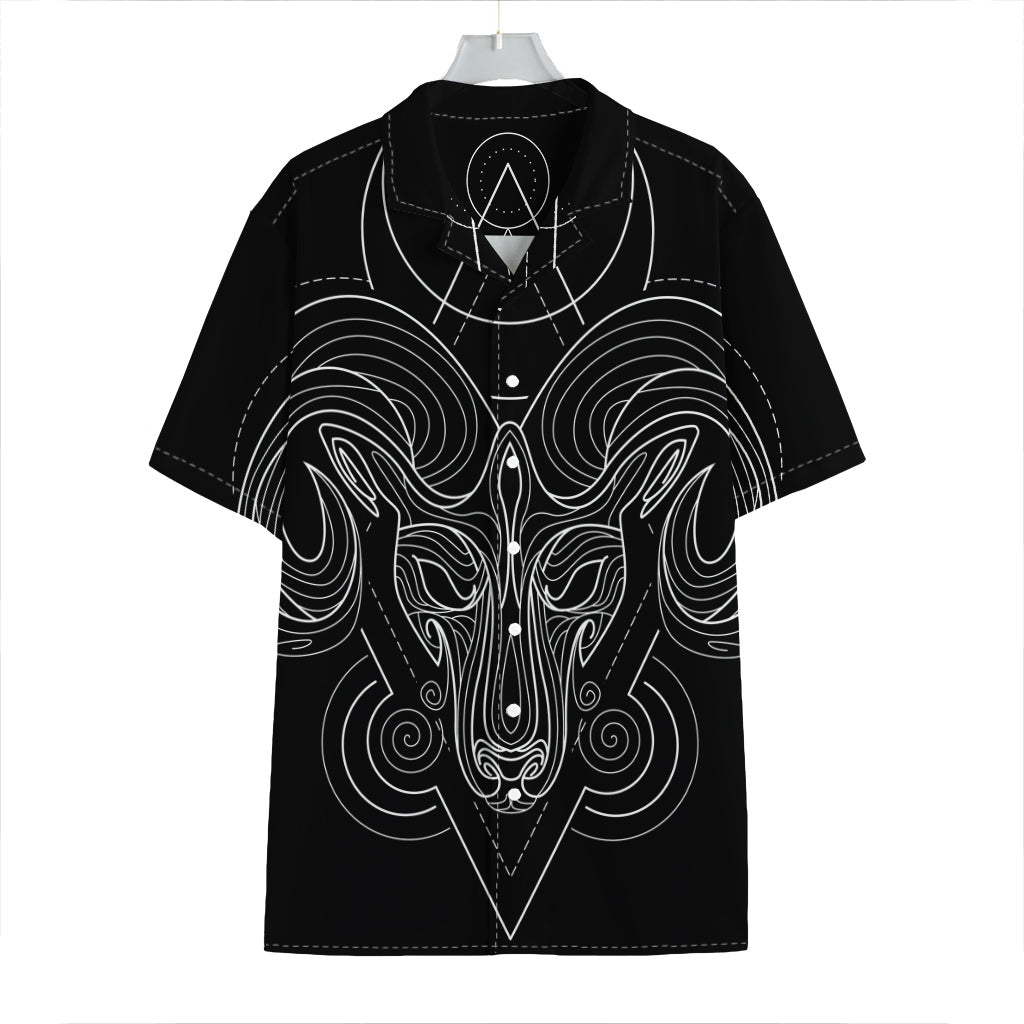 Black And White Aries Sign Print Hawaiian Shirt