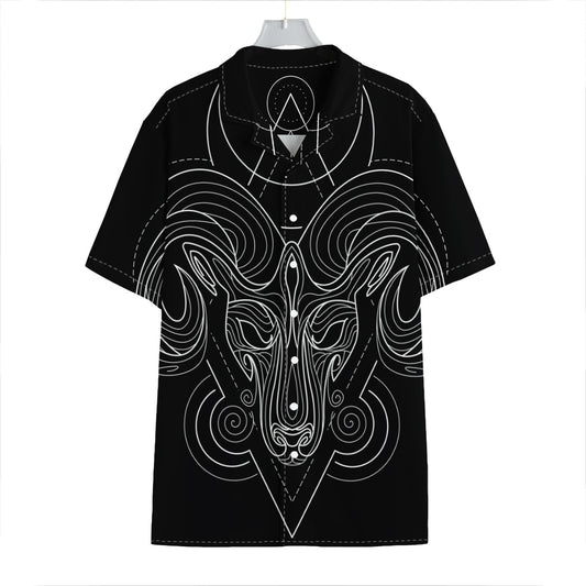 Black And White Aries Sign Print Hawaiian Shirt