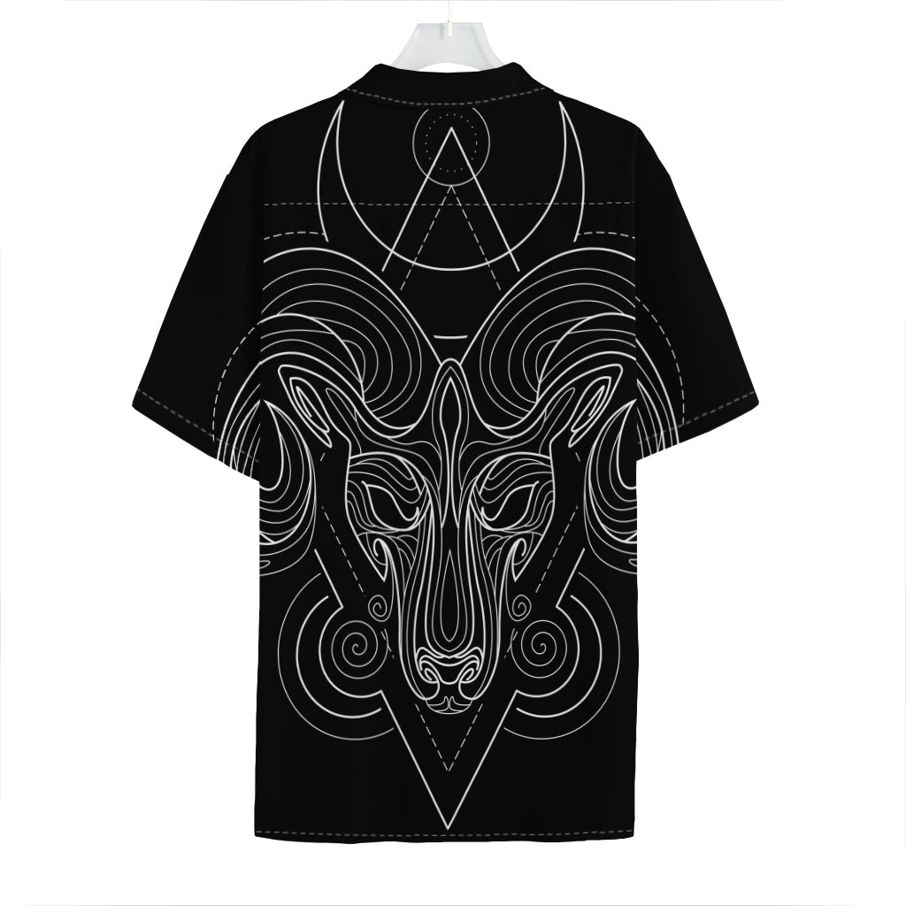 Black And White Aries Sign Print Hawaiian Shirt