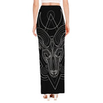 Black And White Aries Sign Print High Slit Maxi Skirt