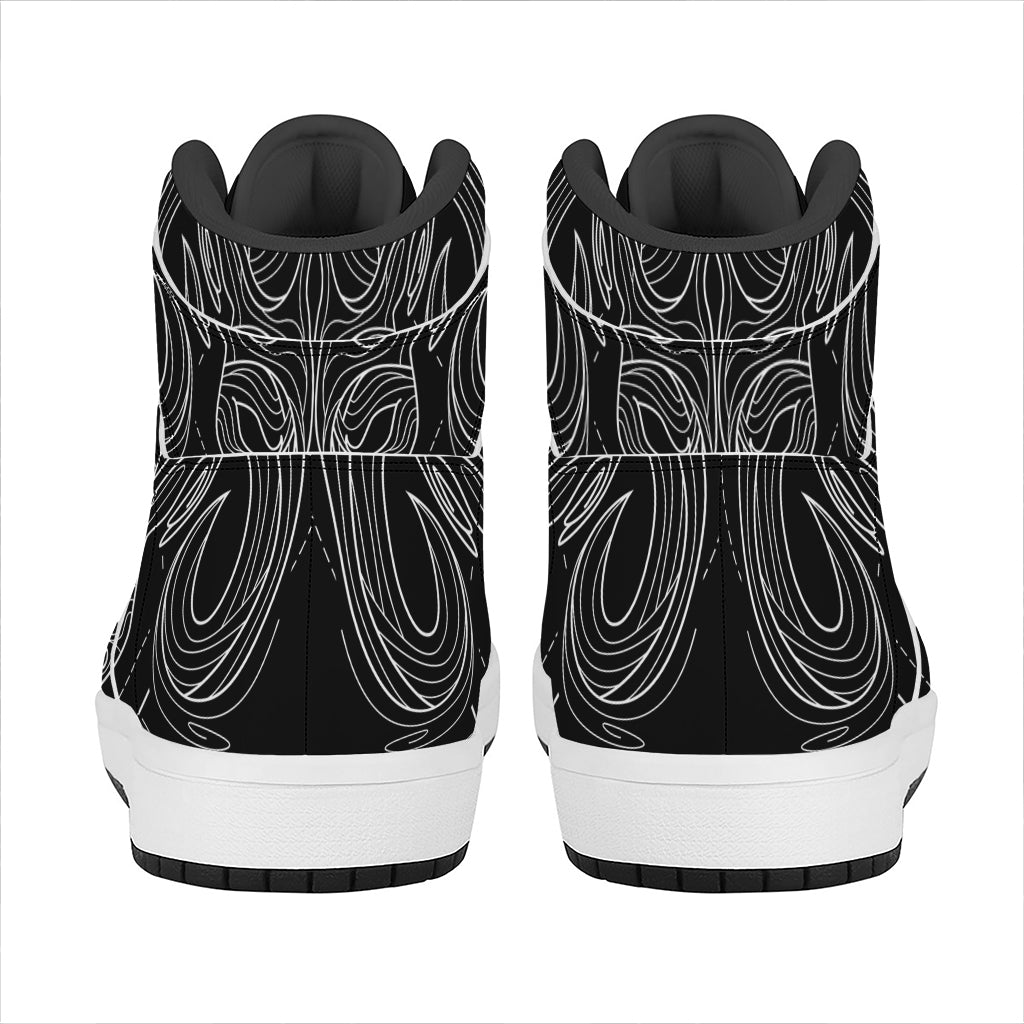 Black And White Aries Sign Print High Top Leather Sneakers