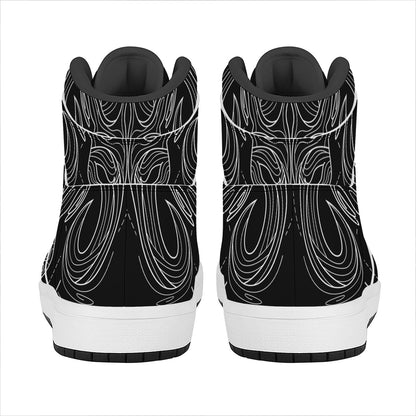 Black And White Aries Sign Print High Top Leather Sneakers