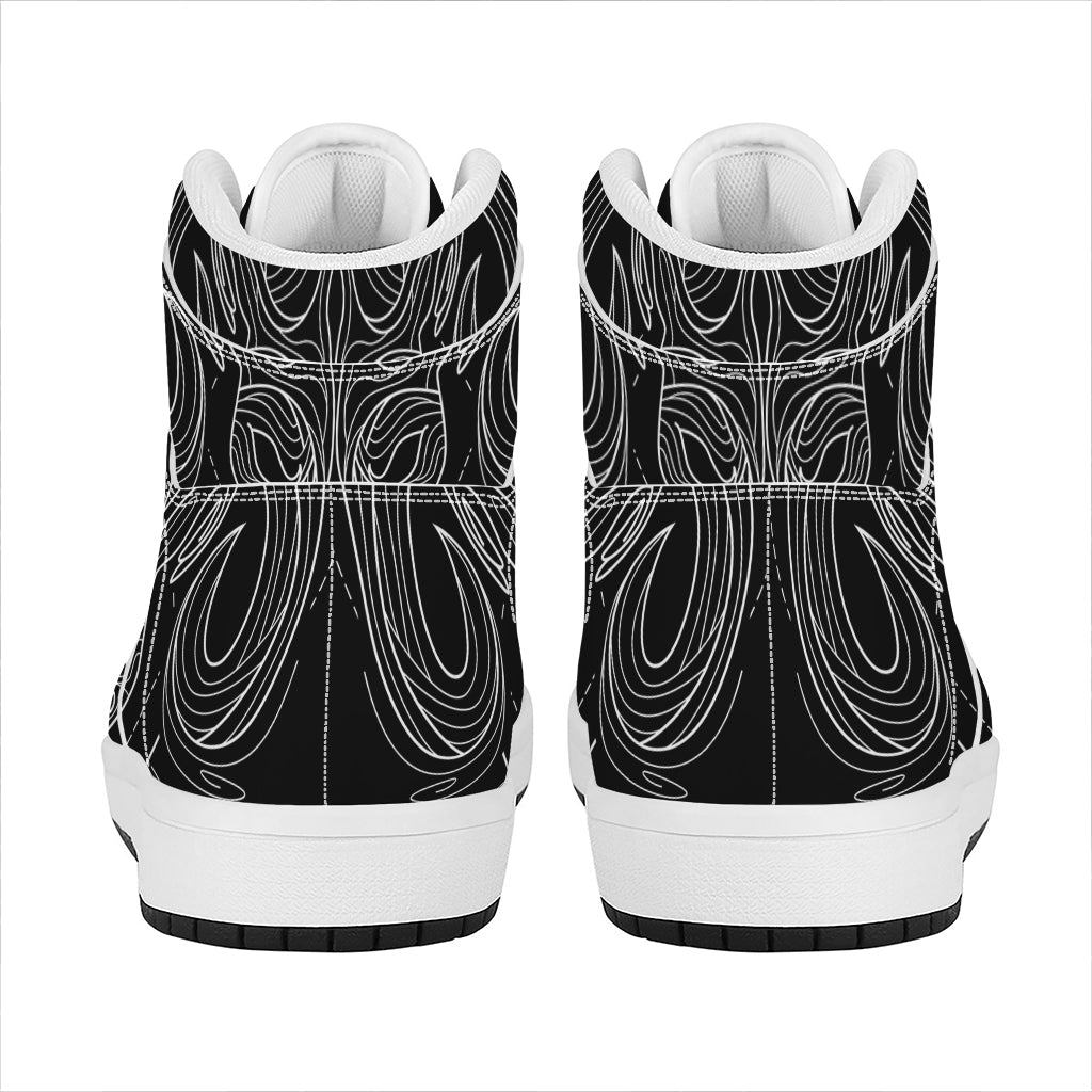 Black And White Aries Sign Print High Top Leather Sneakers
