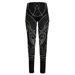 Black And White Aries Sign Print High-Waisted Pocket Leggings