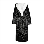 Black And White Aries Sign Print Hooded Bathrobe