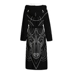 Black And White Aries Sign Print Hooded Bathrobe