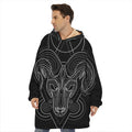 Black And White Aries Sign Print Hoodie Blanket
