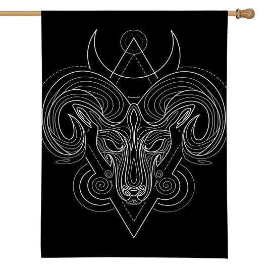 Black And White Aries Sign Print House Flag