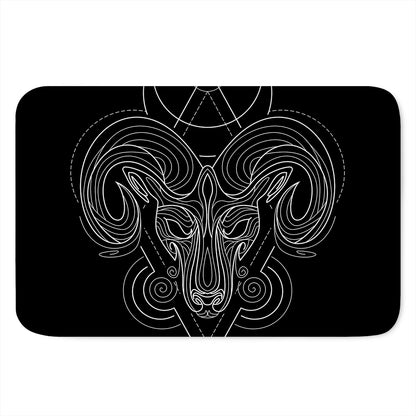 Black And White Aries Sign Print Indoor Door Mat