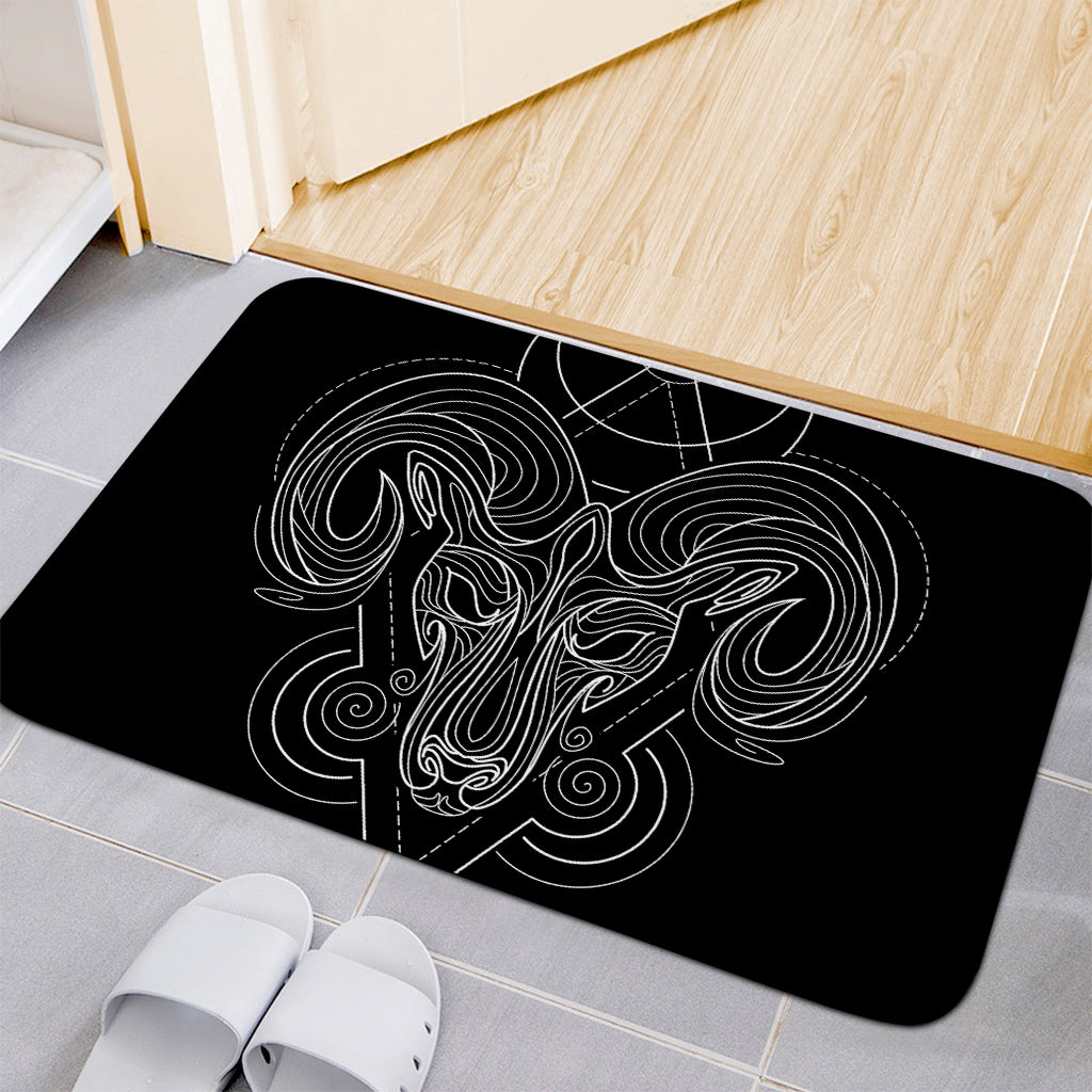 Black And White Aries Sign Print Indoor Door Mat