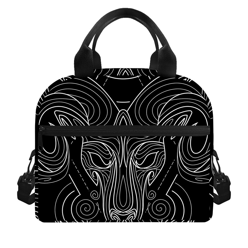 Black And White Aries Sign Print Insulated Lunch Bag