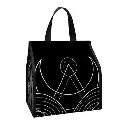 Black And White Aries Sign Print Insulated Lunch Tote