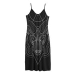 Black And White Aries Sign Print Jersey Midi Cami Dress