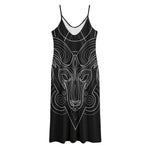 Black And White Aries Sign Print Jersey Midi Cami Dress