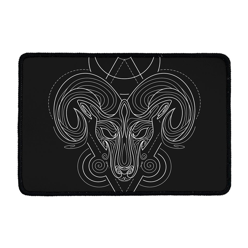 Black And White Aries Sign Print Kitchen Mat