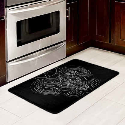 Black And White Aries Sign Print Kitchen Mat