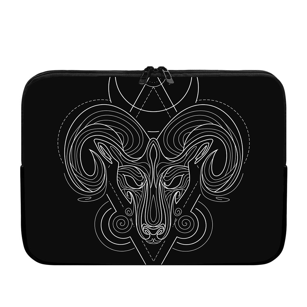 Black And White Aries Sign Print Laptop Sleeve