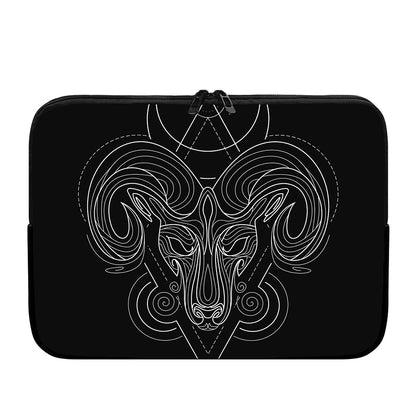 Black And White Aries Sign Print Laptop Sleeve