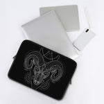 Black And White Aries Sign Print Laptop Sleeve