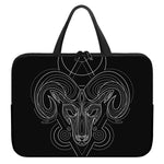 Black And White Aries Sign Print Laptop Sleeve With Handle