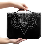 Black And White Aries Sign Print Leather Bible Cover