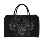 Black And White Aries Sign Print Leather Duffle Bag