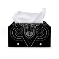 Black And White Aries Sign Print Leather Tissue Box Cover