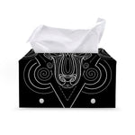 Black And White Aries Sign Print Leather Tissue Box Cover
