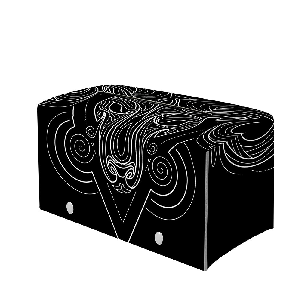Black And White Aries Sign Print Leather Tissue Box Cover