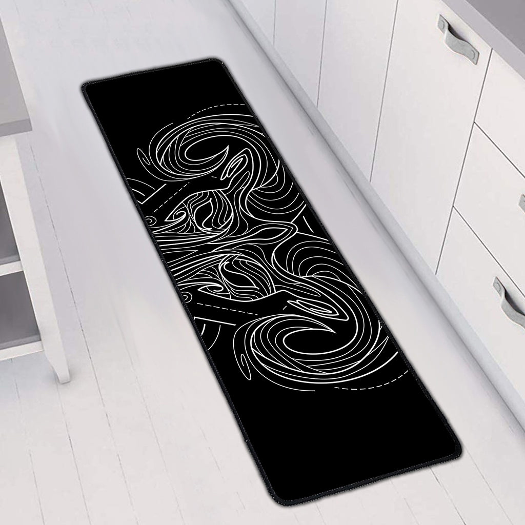 Black And White Aries Sign Print Long Kitchen Mat