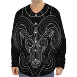 Black And White Aries Sign Print Long Sleeve Baseball Jersey