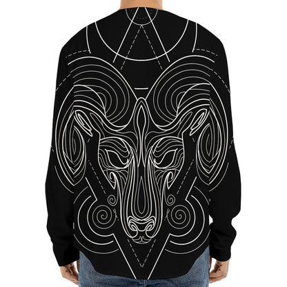 Black And White Aries Sign Print Long Sleeve Baseball Jersey