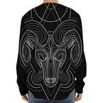 Black And White Aries Sign Print Long Sleeve Baseball Jersey