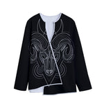 Black And White Aries Sign Print Long Sleeve Short Coat