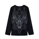 Black And White Aries Sign Print Long Sleeve Short Coat