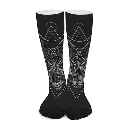 Black And White Aries Sign Print Long Socks