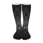 Black And White Aries Sign Print Long Socks