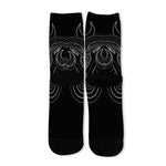 Black And White Aries Sign Print Long Socks