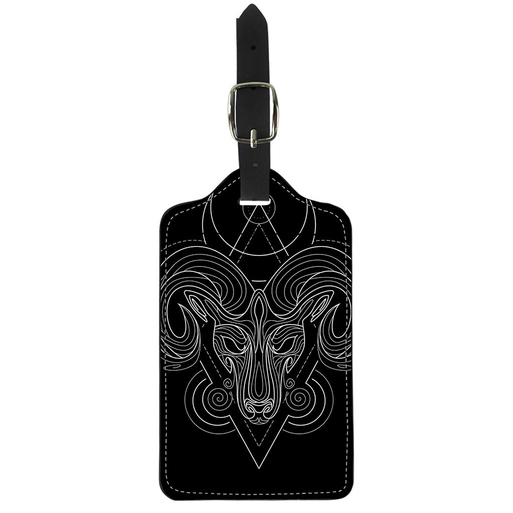 Black And White Aries Sign Print Luggage Tag