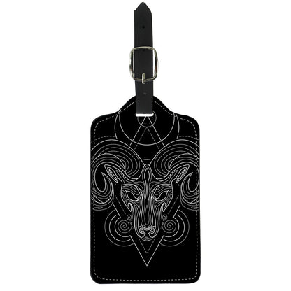 Black And White Aries Sign Print Luggage Tag