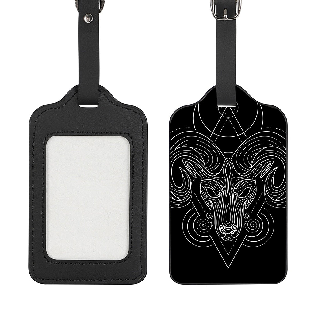 Black And White Aries Sign Print Luggage Tag
