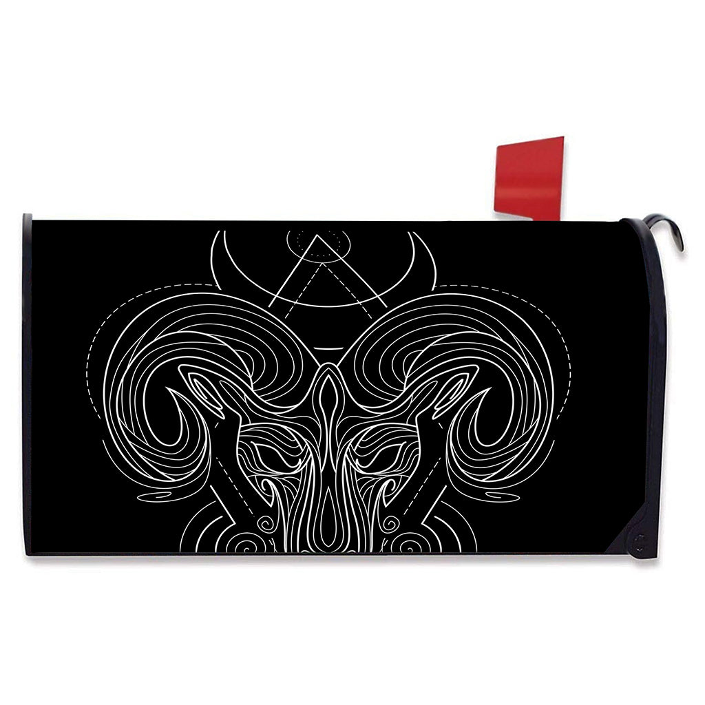 Black And White Aries Sign Print Mailbox Cover