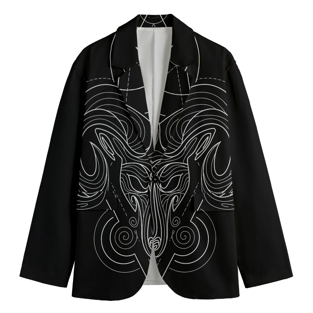 Black And White Aries Sign Print Men's Blazer