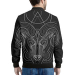 Black And White Aries Sign Print Men's Bomber Jacket