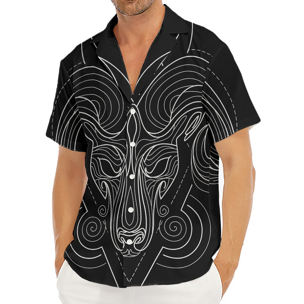 Black And White Aries Sign Print Men's Deep V-Neck Shirt