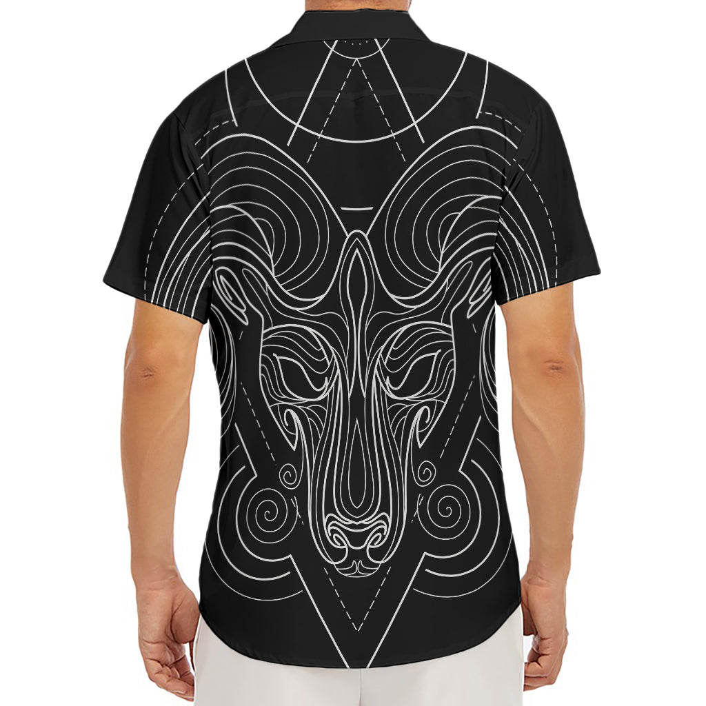 Black And White Aries Sign Print Men's Deep V-Neck Shirt