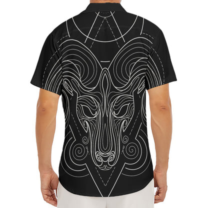 Black And White Aries Sign Print Men's Deep V-Neck Shirt