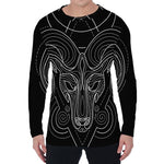 Black And White Aries Sign Print Men's Long Sleeve T-Shirt