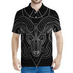 Black And White Aries Sign Print Men's Polo Shirt