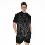 Black And White Aries Sign Print Men's Rompers